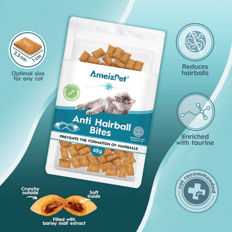 AmeizPet Anti Hairball Treats, Hairball Remedy For Cats, Cat Biscuits Hairballs Treatment - Crunchy Hairballs Cat Biscuits 65 g (2.3 oz) 65 g (Pack of 1)