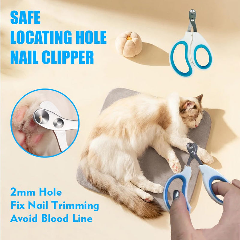 Cat Brush Grooming Kit 5pcs - Cat Brushes for indoor Cats, Cat Brush for Shedding for Long Haired Cats, Cat Brush for Matted Fur Hair, Pet Self Cleaning Kit with Flea Comb Set Blue - BeesActive Australia