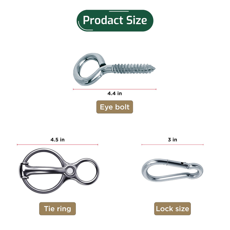 BAZAKJI 2X Premium - horse tie ring Tack & Supplies Horse Safety Accessories Training Equipment with Eye Bolt a Humane Way to Prevent Horses from Retracting Stainless Steel Ring with Eye Screws - BeesActive Australia