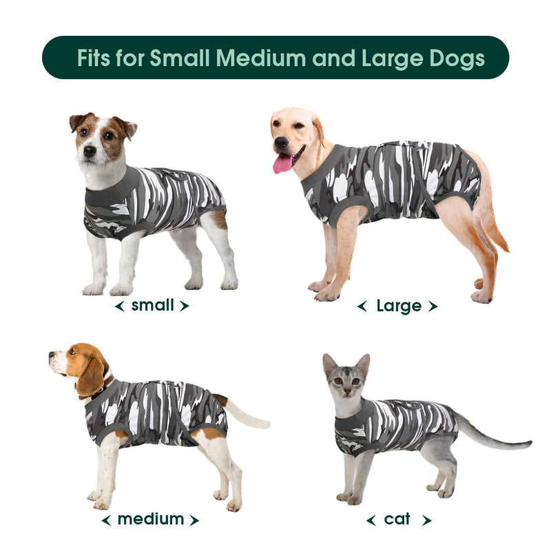 Kuoser Hundebody Nach Op, Hundebody Nach Kastration Rüde Hündin,Hundebody Nach Op Hündin, Atmungsaktiv Body Für Hunde Nach Op,Leckschutz Hund, Anti-Wundlecken Op Body Hund,Tarnung XL XL (1er Pack) Graue Tarnfarbe - BeesActive Australia