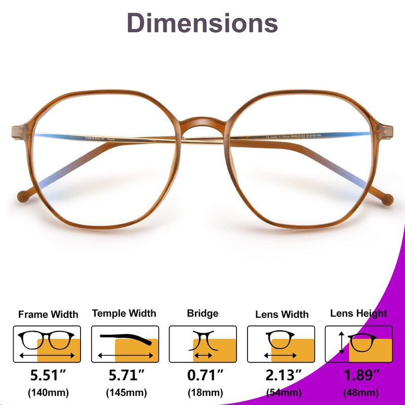 VISOONE Light Weight TR90 Blue Light Blocking Glasses Frame with Anti Glare Eye Protection for Women and Men RANE Rane Upg Cocoa Brown - BeesActive Australia