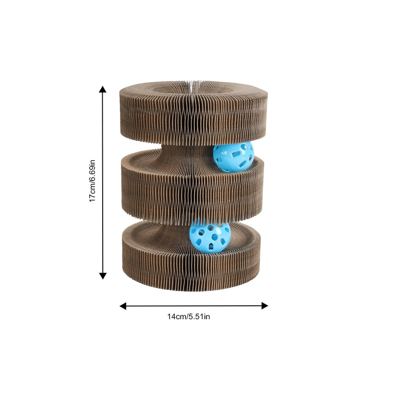 2pcs Collapsible Cat Scratcher Cardboard - Magic Organ Cat Toy with Ball, Turbo Track Interactive Scratcher for Indoor Cats, High Density Recyclable Scratching Pad for Claw Care & Play Bridge 2 Large - BeesActive Australia