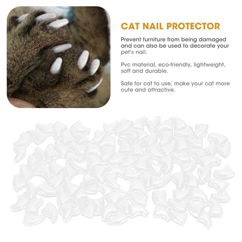 Zerodis Pack of 100 Cat Nail Cover Protector, Soft Pet Nail Cover Safe Anti Scratch Dog Paw Claw Protector Covers Claw Care for Cats Dogs (M-White) M white - BeesActive Australia