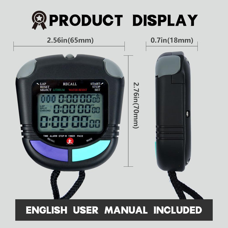 Professional Timer Stopwatch, Digital Sports Stopwatch with Countdown Timer, 100 Lap Memory, 0.01 Second Timing,Multi Functional Stopwatch for Swimming Running Rowing - BeesActive Australia