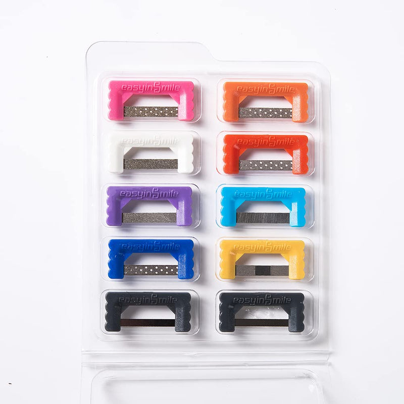 10PCS Dental IPR Kit Orthodontic Polishing Abrasive Strips (Multicolor) Multicolor