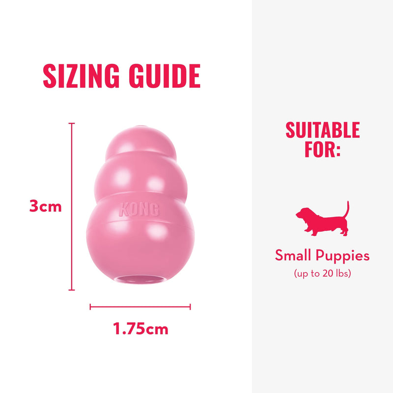 KONG Puppy - Natural Teething Rubber Chew Toy for Dogs - Stuffable Dog Toy for Extended Playtime - Chew & Fetch Toy for Puppies - for Small Puppies - Pink Small (Pack of 1)