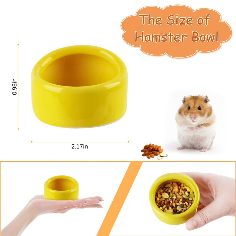 Ceramic Chew-Resistant Hamster Bowl Dish for Hamsters Hedgehog Guinea Pig and More Small Animals (Yellow) Yellow - BeesActive Australia