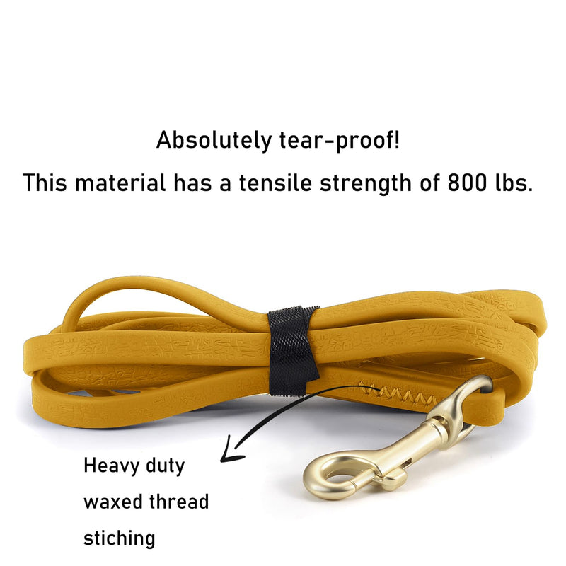Waterproof Dog Training Leash Dog Long Leash Lead - 5FT/10ft/16ft/20ft /30ft/33ft, Suitable for Small Medium and Large Dogs, Ideal for Outdoor Beach Walks or Play Camping Yellow 10FT / LEATHER GRAIN - BeesActive Australia