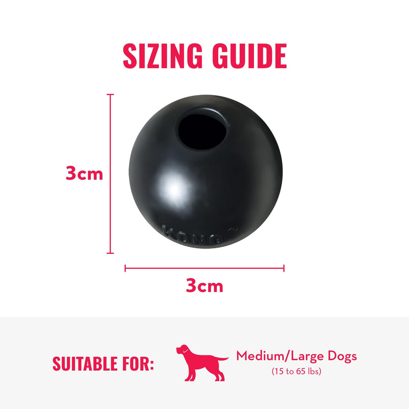 KONG Extreme Ball with Hole - Dog Fetch Toy - Durable Dog Ball Toy for Training, Interactive Playtime & More - Natural KONG Extreme Rubber Ball for Dogs - Black - For Large/Medium Dogs Medium