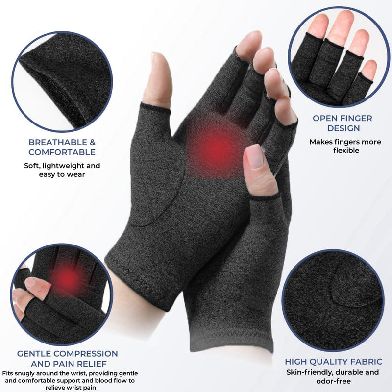 Arthritis Gloves for Women for Pain, Men and Women Fingerless Compression Wrap for Hand Pain and Osteoarthritis Compression Gloves,M,Black Black Medium - BeesActive Australia