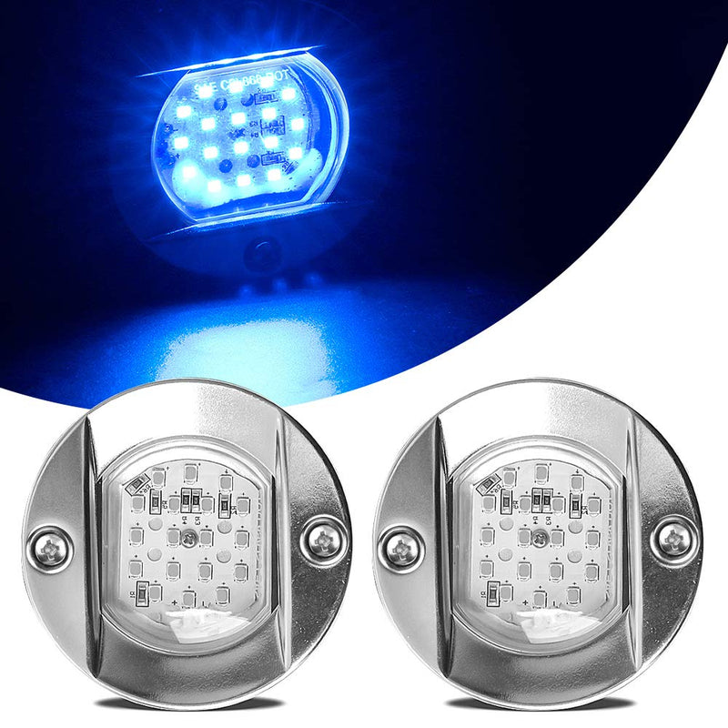 HUSUKU LED Marine Courtesy Lights, 316 Stainless Steel, 18LED IP65 Boat Transom Mount Waterproof Stern/Pontoon Lights 10-36V blue - BeesActive Australia