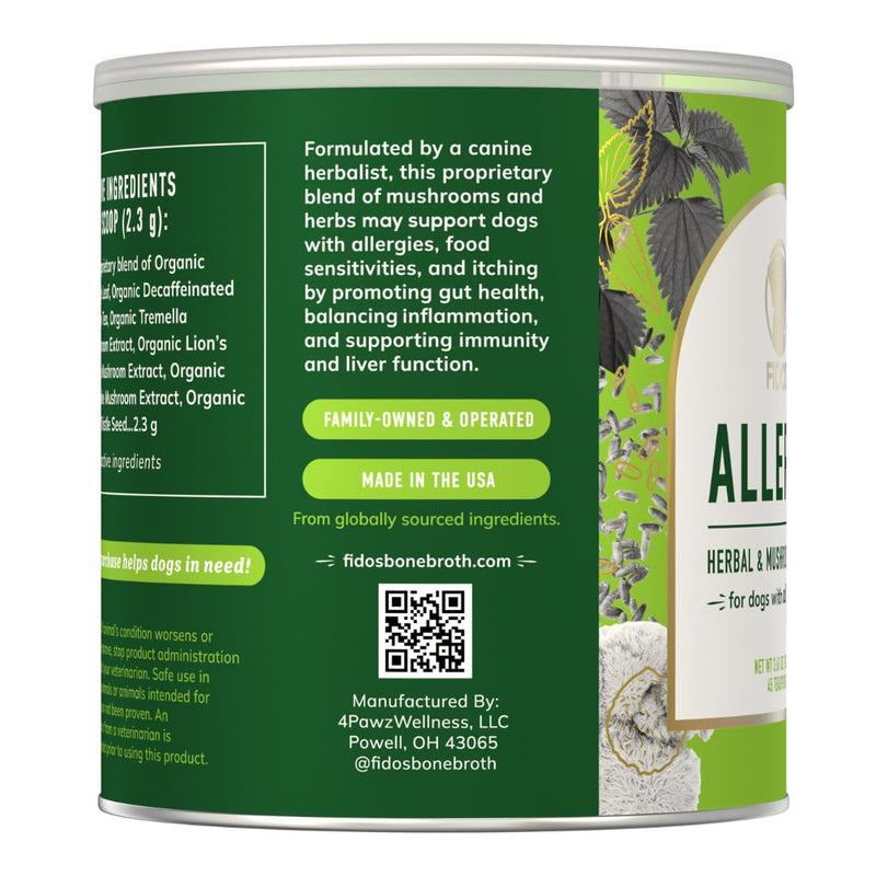 Fido's Herbal Allergy And Itch Relief For Dogs - No Fillers & Binders - 3.61oz Sensitive Stomach Dog Immune and Allergy Supplement - Best Itchy Skin Relief For Dogs from Pollen, Grass & Food Allergies