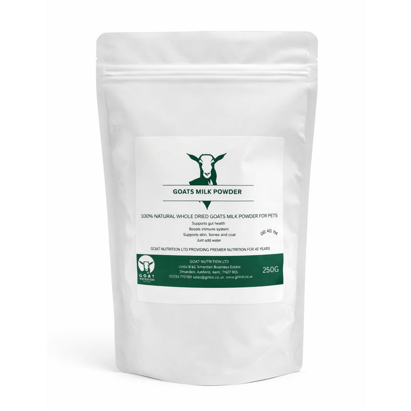 GOAT NUTRITION Est. 1981 Whole Dried Goats’ Milk Powder 250g | Natural Goat Milk Supplement for Dogs & Puppies | Rich Creamy Taste & Natural Vitamins | Resealable Pouch