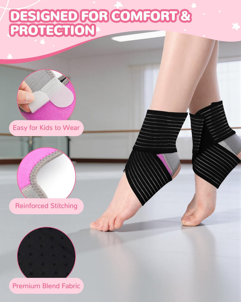 6 PCS Kids Ankle Brace Set, Ankle Support Wraps, Knitted Ankle Sleeve Sock for Sprains, Injuries and Active Play for Daily Wear, Injury Prevention (Small)