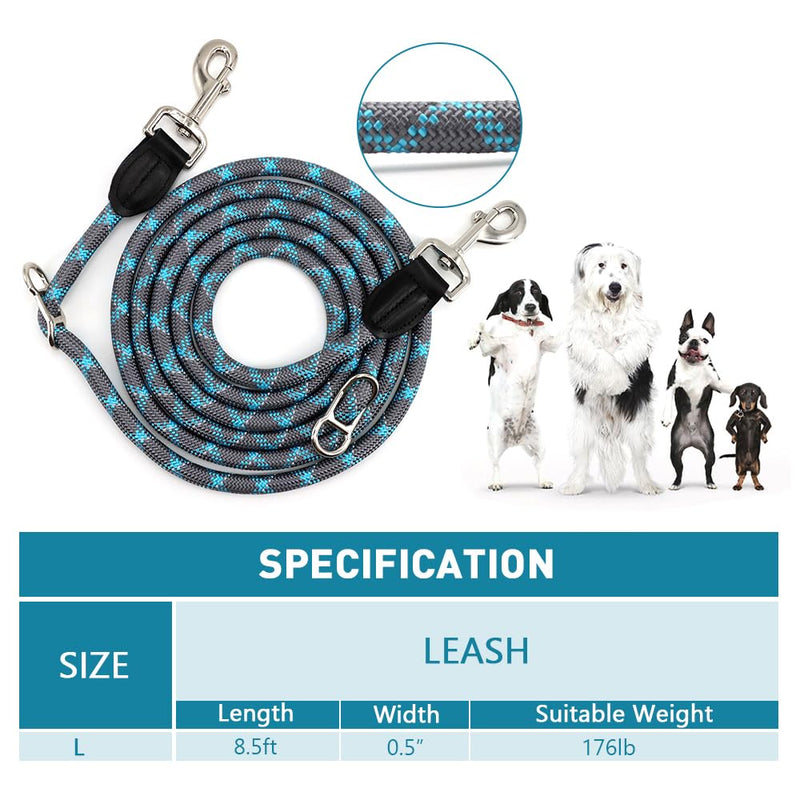 Pawstrip Hands Free Dog Leash - Multifunctional Reflective Waist Leash for Running, Walking, Training - Adjustable Crossbody Nylon Double Leashes for Small Medium Large Dogs (Gray) Gray - BeesActive Australia
