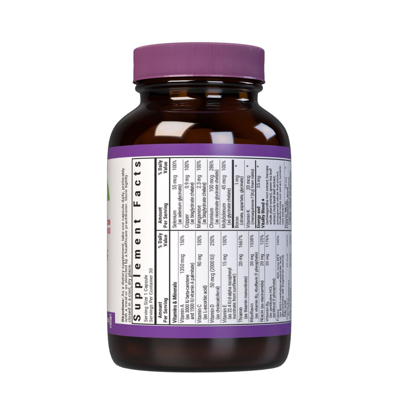 Bluebonnet Nutrition Maxi One Whole Food Multiple, Enzymes, Energy, Vitality, Gluten, Kosher, Soy & Dairy-Free, Vegetarian Friendly, Non-GMO, 30 Count | Non-GMO, Vegetarian, Kosher Certified