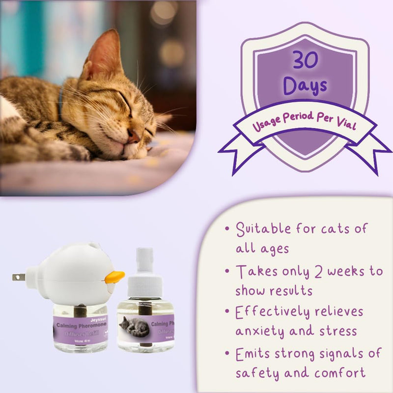 Cat Calming Pheromone Diffuser Kit, Cat Pheromones Calming Diffuser with 2 Refills, Advanced Support to Help Reduce Fighting, Urine Spraying, Alone Anxiety & Groom Stress, 30 Days Per Vial 3