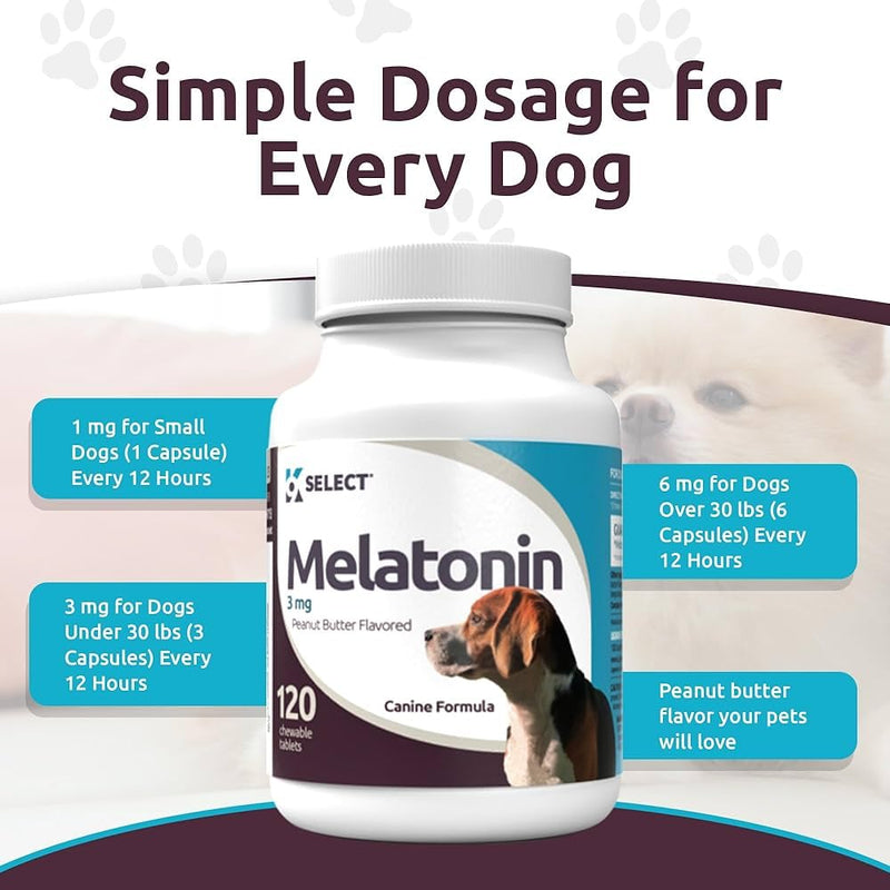 Prime Melatonin for Dogs - Composure Calming Chews - Sleep Aid Tablets - Reduce Stress - 3 mg 120 Peanut Butter Flavored Tablets