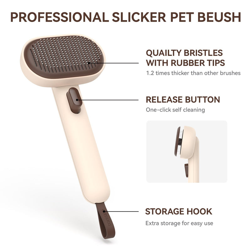 aumuca Cat Brush for Shedding, Cat Brushes for Indoor Cats, Cat Brush for Long or Short Haired Cats, Cat Hair Brush Cat Grooming Deshedding Brush for Dog Kitten Rabbit Massage Removes Loose Fur, Brown - BeesActive Australia