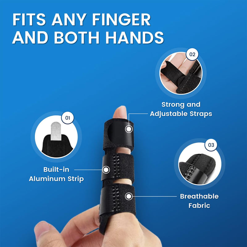 Simplation Trigger Finger Splint and Ice Pack (2+2 Set) for Pain Relief, Knuckle Immobilization, Straightening Arthritis, Injured Mallet Finger, Fits Index, Middle, Thumb, Ring Finger