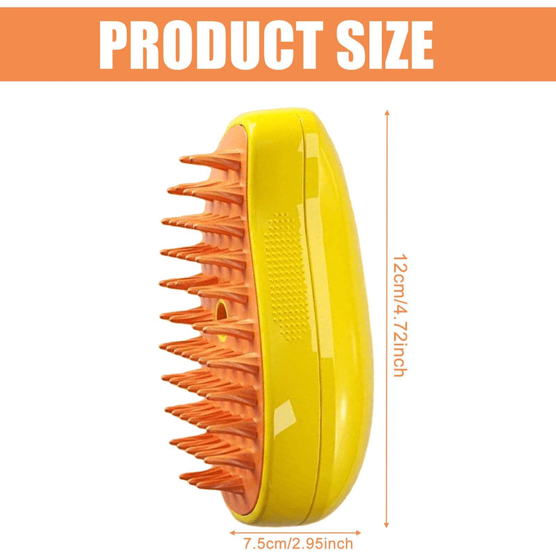 GOMETY Steamy Cat Brush, 3-in-1 Cat Steamy Brush, Cat Brush with Steam, Cat Brush with Water Tank, Cat Brush Long Hair Cat Brush Short Hair Spray Cat Brush for Cats (Yellow) - BeesActive Australia