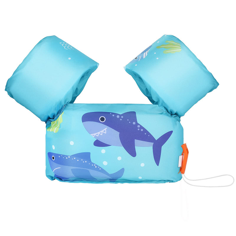 MoKo Swim Arm Band for Kids 20-30-40-50lbs, Toddler Swim Vest Cute Cartoon Swimming Wings Pool Floats Sleeve Children Water Sports Learning Swim Training Equipment, Blue A-Blue Shark for kids 20-50 lbs