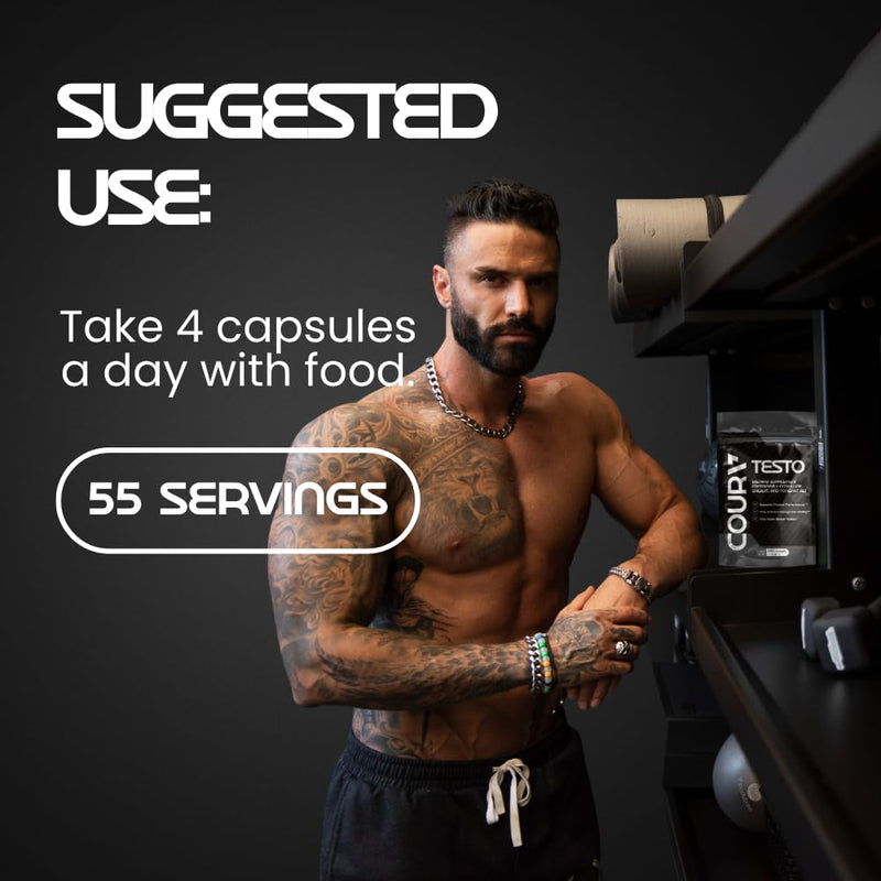 COURA Men's Testo Booster Multivitamin, Shilajit Zinc, 220 Capsules 55 Serv | 220 Capsules, Shilajit, Zinc, Magnesium, L-Arginine, Citruline, Beta Alanine