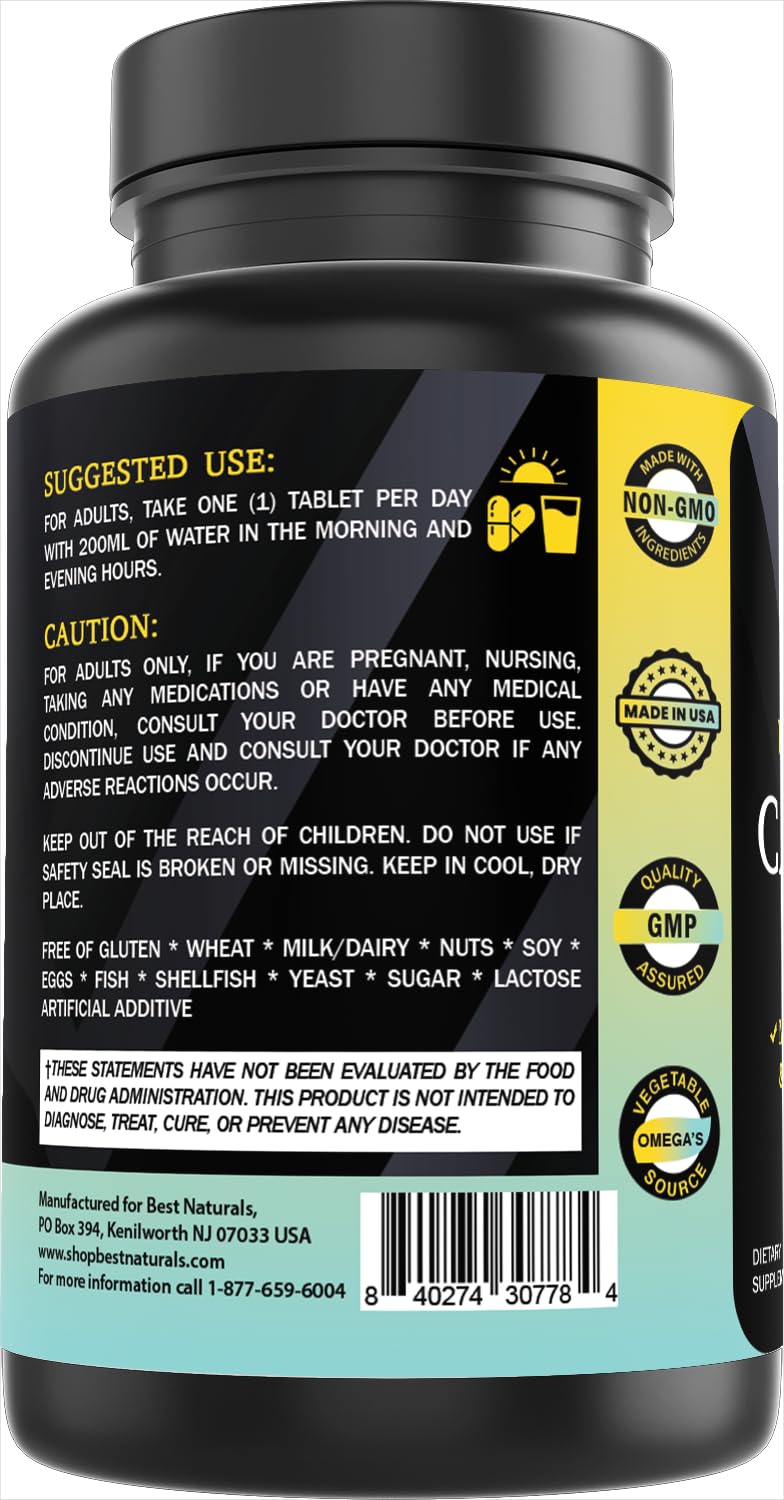 Best Naturals Calcium with D3 K2 Magnesium 90 Tablets - Made with Digestive Enzyme, Probiotics, Omega Blend