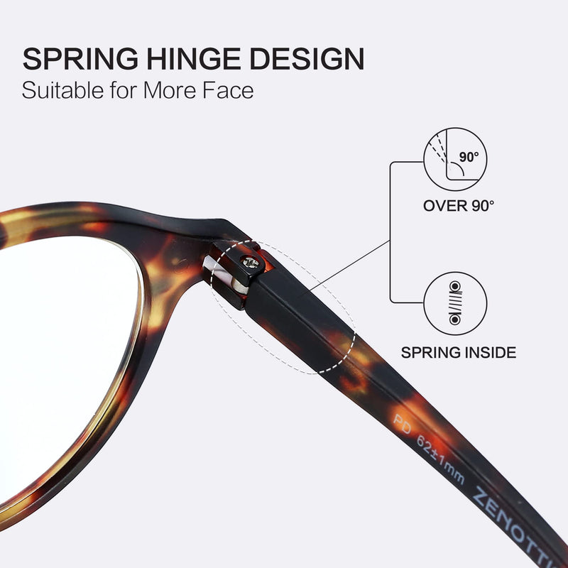 ZENOTTIC Reading Glasses Blue Light Blocking Round Glasses for Men Women Magnification 0.0 1.0 1.5 2.0 2.5 3.0 3.5 Tortoise 2.5 x - BeesActive Australia