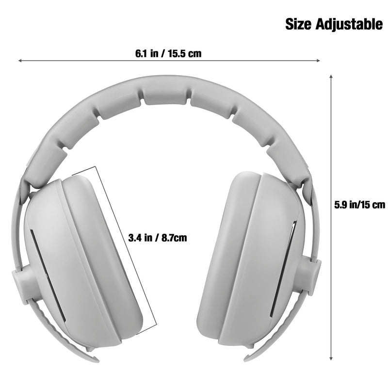 PandaEar Baby Ear Muffs, 2-in-1 Baby Ear Protection Noise Cancelling Headphones Ages 0-3 Years, Infant Hearing Protection Grey