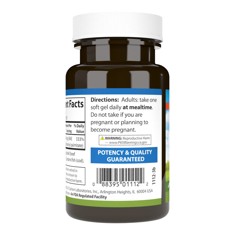 Carlson - Vitamin A, 10000 IU (3000 mcg RAE), Vision Health, 250 Softgels 250 Count (Pack of 1) - BeesActive Australia