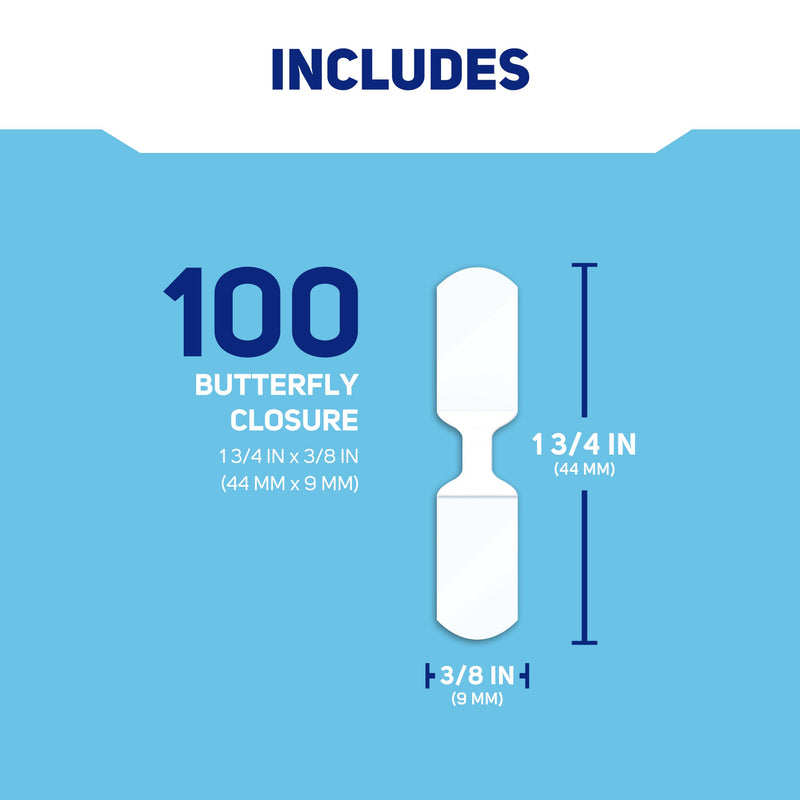 Care Science Butterfly Adhesive Closures Medium, 100ct |Waterproof Closures that Firmly Holds Minor Cuts and Wounds Closed