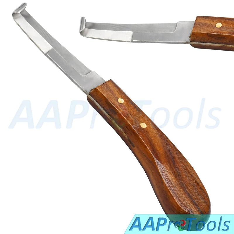 Hoof Knife Narrow Blade Left Hand Farrier Equine Horse Stainless Steel Blade Wooden Handle Better Grip - BeesActive Australia