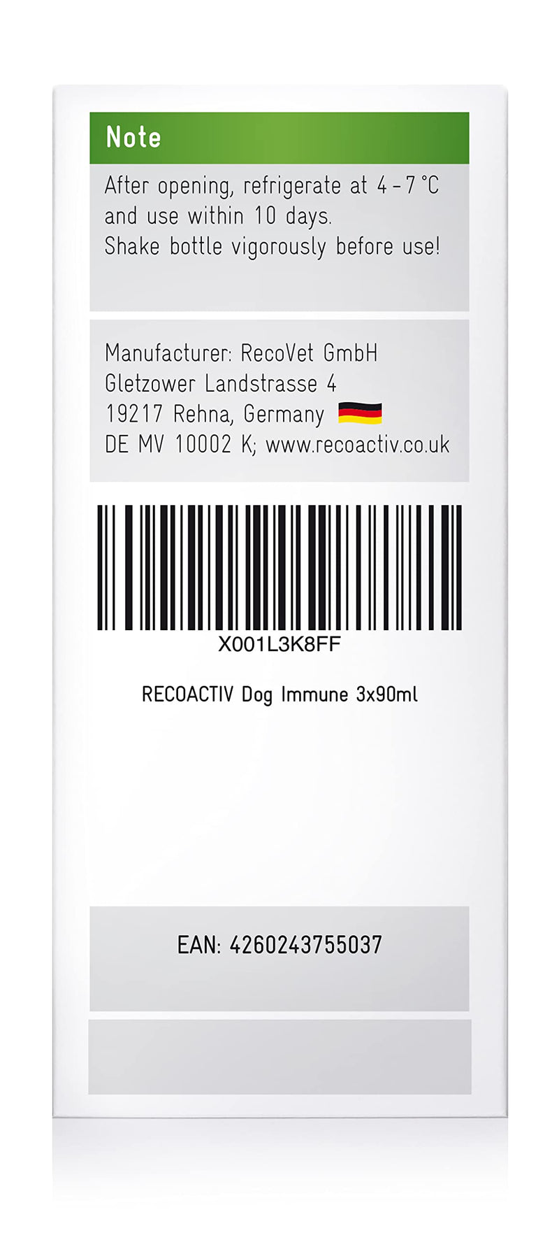 RECOACTIV Immune Tonic for dogs, 3 x 90 ml, dietary restoration for low appetite, liquid nutritional supplement for dogs