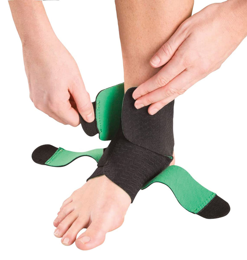 Mueller Sports Medicine Green Adjustable Ankle Support Brace, Ankle Pain Relief Support for Men and Women, Ideal for Sprains, Strains, Arthritis, Black, One Size Green/Black
