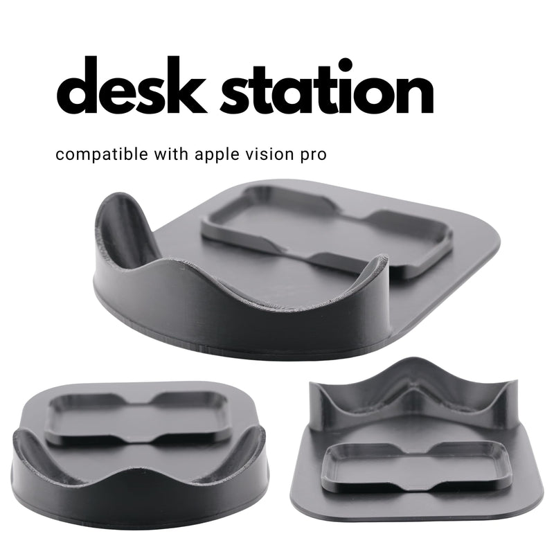 Desk Station Stand - Compatible with Apple Vision Pro with Knit Protective Cover with Battery Holder (Black) Black - BeesActive Australia