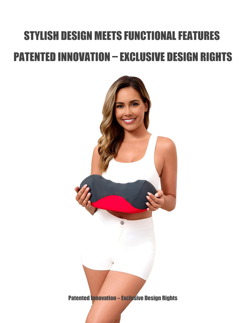 Bespilow Patented Dual-Layer Cervical Neck Roll Pillow-Comfort Top + Firm Memory Foam Base,Ergonomic Contour Support,Cooling Breathable Case- Relieves Neck Pain from Office,Travel,Sleep& Poor Posture Black&red - BeesActive Australia