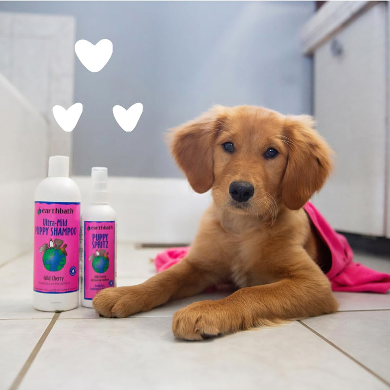 earthbath, Wild Cherry 3-in-1 Puppy Deodorizing Spritz - Dog Odor Eliminator for Strong Odor, Cruelty-Free Dog Cologne, Dog Wash Spray, Made in USA, Dog Bathing Supplies - 8 Oz (1 Pack) - BeesActive Australia