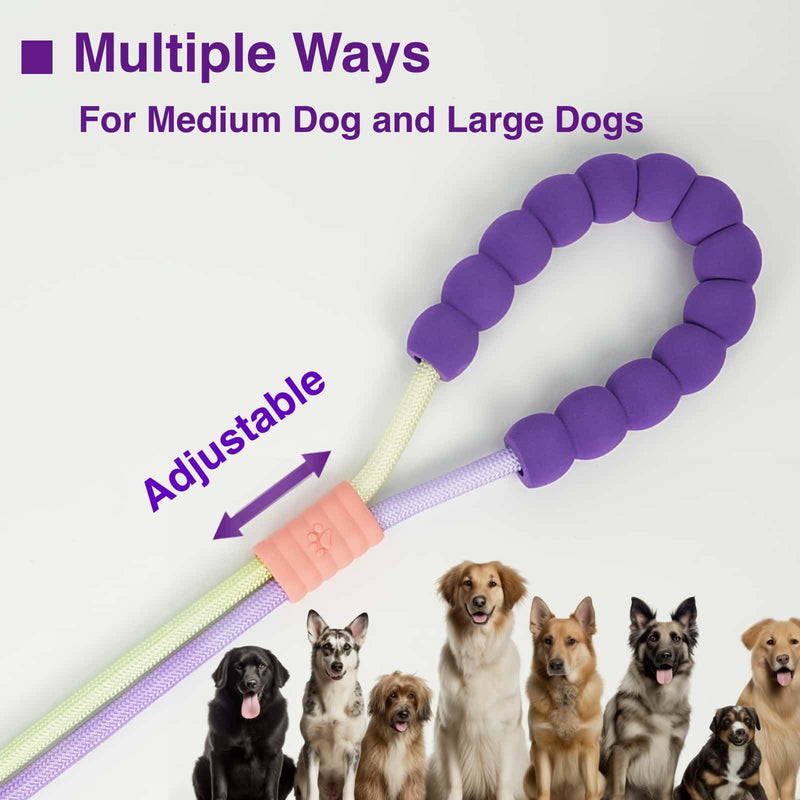 Hands Free Dog Leash Dual Handle, Wearable Leashes for Dog, Padded Waist Belts and Rotating Metal Clip,for Small Medium Large Dogs (18+ lbs) Walking Training Running (Purple Green, 6.5 FT) Purple green - BeesActive Australia