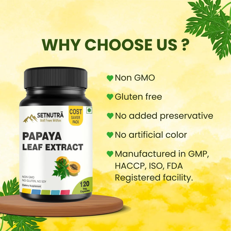 Papaya Leaf Capsules 500Mg Natural Papaya Leaf Extract 120 Vegan Capsules Non GMO Gluten Free Herbal Supplement No Fillers Or Additives - BeesActive Australia