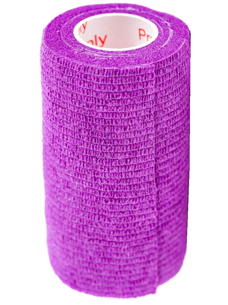 3 Inch Vet Wrap Tape Bulk (Purple) (Pack of 6) Self Adhesive Adherent Adhering Flex Bandage Grip Roll for Dog Cat Pet Horse 6 Rolls Purple - BeesActive Australia