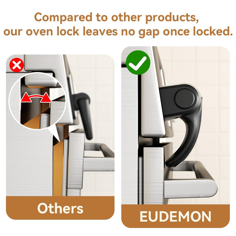 EUDEMON 1 Pack Oven Lock,Baby Proofing Oven Door Lock, Child Safety Oven Front Lock, Easy to Install & Use no Tools Need or Drill (Black) Black