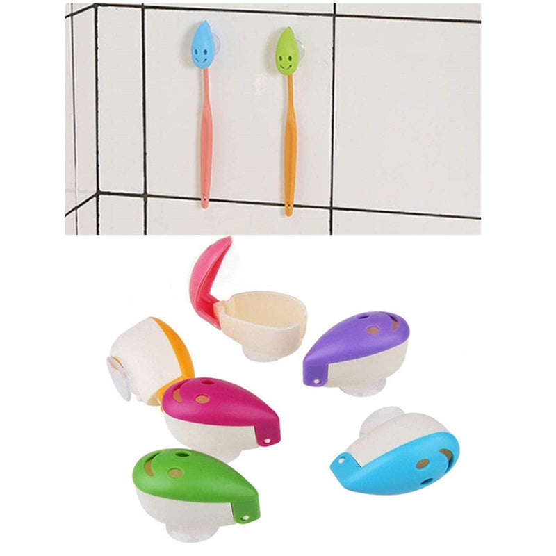 VADOO 6Pcs Toothbrush Head Cover Cap Suction Cup Toothbrush Case Portable Toothbrush Protector Holder (Random Color) Colorful - BeesActive Australia