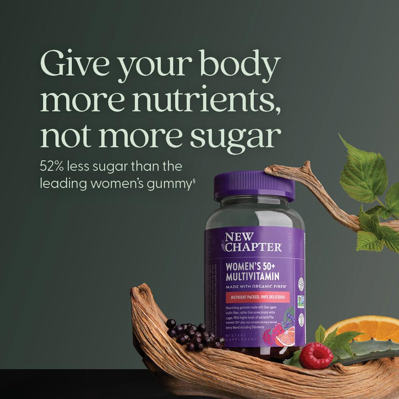 New Chapter Women's 50+ Multivitamin Gummies, Berry Citrus, 90 Count | 52% Less Sugar Women's Healthy Aging Gummies with Vitamin C, B Vitamins, and Zinc, Non-GMO and Gluten-Free Formula