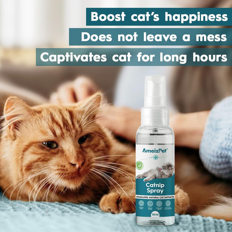 AmeizPet Catnip Spray for Cats, Cat Scratch Spray Mist, Transparent Behavior Spray for Cats and Kittens, 50ml (1.69 Oz) Catnip Spray 50ml - BeesActive Australia