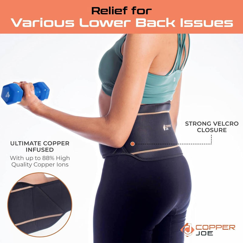 Copper Joe Adjustable Lumbar Back Brace for Men & Women – Copper-Infused Lower Back & Lumbar Support Belt for Muscle Strain, Sciatica, Scoliosis & Everyday Support (Small/Medium) Small/Medium - BeesActive Australia