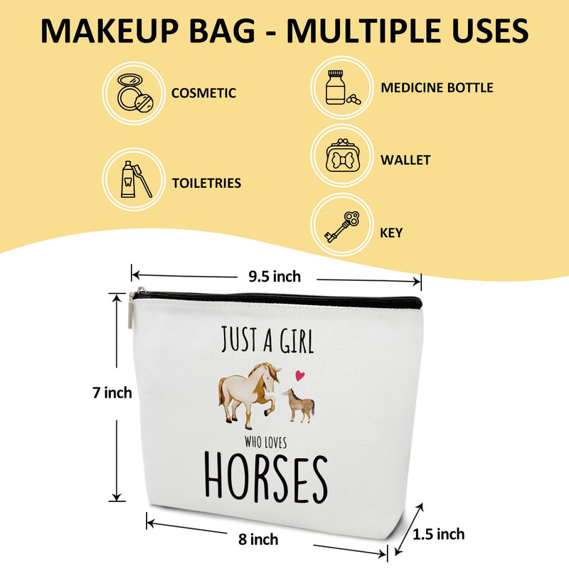 Horses Gift for Girls Makeup Bag, Cowgirl Equestrian Gift for Her, Sister, Daughter, Niece, Friend, Besties, Just A Girl Who Loves Horses - Horseshoe Makeup Bag Travel Toiletry Pouch -21 Horses Gift for Girls - 21 - BeesActive Australia