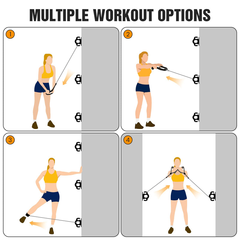 3 PCS Resistance Bands - Workout Wall Mount & Door Anchors for Hanging Straps, Home Gym & Physical Therapy Black
