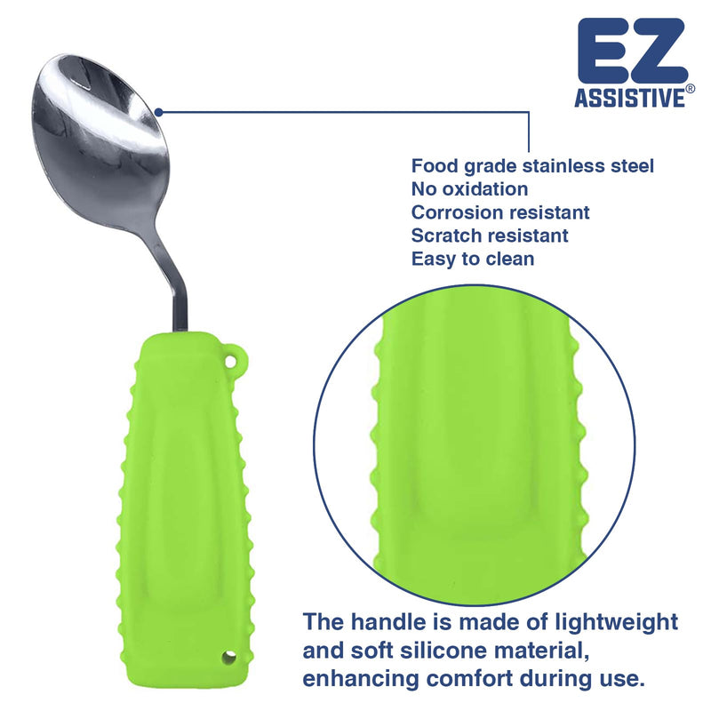 Adaptive Utensils Spoon & Fork Easy to Hold for Independent Eating, Weighted Utensils for Hand Tremors (Green Spoon & Fork Right Hand) 1 Set Green Spoon & Fork Right Hand - BeesActive Australia