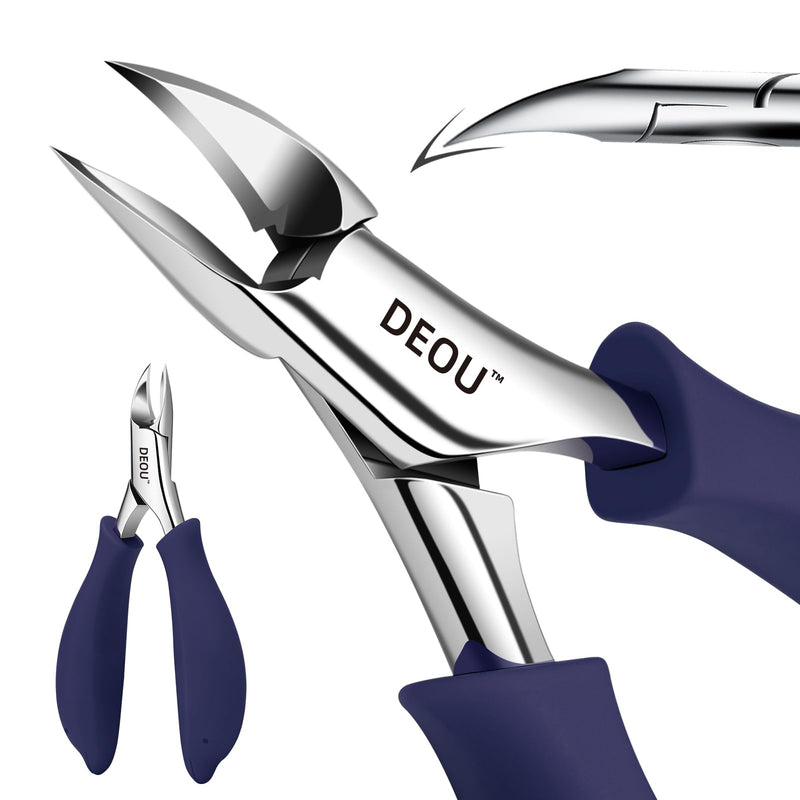 DEOU Professional Stainless Steel Podiatrist Nail Clippers, Heavy Duty Manicure Pliers for Thick Nails, Pedicure Toe Nail Clippers Tools for Men Women Dark Blue